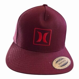 Hurley Burgundy Outline Hat New With Tags One Size SnapBack